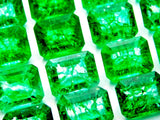 Zoomed-in view highlighting clarity and brightness of green emerald gemstone