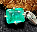 925 Sterling Silver 28.45 Ct Natural Green Pendant CERTIFIED Emerald Cut Stone