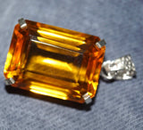 A++ CERTIFIED 925 Sterling Silver 42 Ct NATURAL Yellow Topaz Gemstone Pendant
