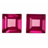 Pink Ruby Excellent Square Cut Natural 33.80 Ct Loose Gemstone CERTIFIED Pair