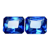 14.95 Ct Natural CERTIFIED Blue Ceylon Sapphire Emerald Cut Loose Gemstone Pair