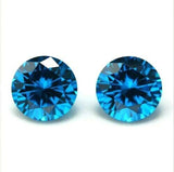 Natural Aquamarine Round Cut Gemstone Pair both facing front on white background