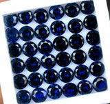 High-quality certified Ceylon blue sapphire gemstones, round cut, 50 pcs, 6 mm for rings.
