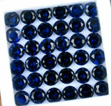 Certified loose gemstones, natural Ceylon blue sapphires, round cut, 50 pieces, ring size 6 mm.
