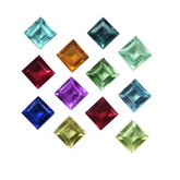 21 Pcs Natural Sapphire CERTIFIED 5 MM Mix Square Cut Ceylon Lot Loose Gemstone