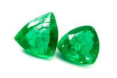 Natural Green Emerald Loose Gemstone 16.56 Ct CERTIFIED Trillion Shape Pair