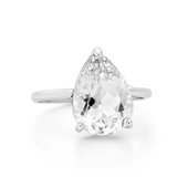 18.05 Ct White Sapphire Gemstone Trillion Cut Silver Ring Sz-7.5 Sterling Silver