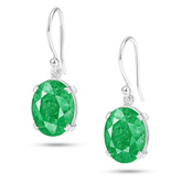 Colombian Natural Green Emerald 51 Ct Oval CERTIFIED 925 Starling Silver Earring