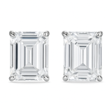 Flawless Emerald Cut 17.15 Ct Synthetic White Moissanite Earring Pair Free Gift