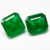 Square-Emerald Cut Loose Gemstone 18.78 Ct Natural Green Emerald CERTIFIED Pair