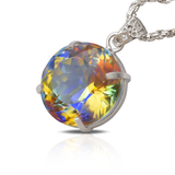 CERTIFIED 69 Ct Natural Mystic Round Topaz Pendant 925 Sterling Silver Gemstone