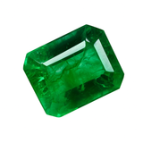 Rectangular green gemstone on a white background