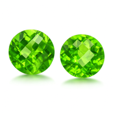 Earring Size Peridot Stone, 24.50 Carat Pair Round Cut Natural Green Peridot Certified Loose Gemstone