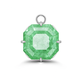 925 Starling Silver CERTIFIED 49Ct Natural Green Emerald Square Pendant For Gift
