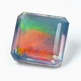 Natural Boulder Opal Multi-Color Square Shape 9.5 Carat CERTIFIED Loose Gemstone