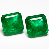 Natural Green Muzo Emerald Emerald Cut 18.75 Ct Pair CERTIFIED Loose Gemstone
