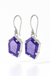 Natural Purple Tanzanite 52 Ct CERTIFIED 925 Starling Silver Gems Fancy Earring