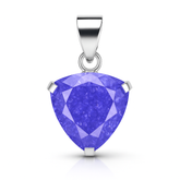 CERTIFIED 925 Starling Silver Pendant Gems 40 Ct Natural Trillion Sapphire Stone