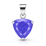 CERTIFIED 925 Starling Silver Pendant Gems 40 Ct Natural Trillion Sapphire Stone