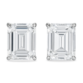 Flawless Emerald Cut 17.15 Ct Synthetic White Moissanite Earring Pair Free Gift