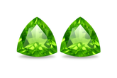 Rare Peridot Green CERTIFIED 16.00 Ct Natural Trillion Cut Loose Gemstone Pair