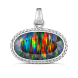 Extremely Rare Natural CERTIFIED 30 Ct Oval Opal 925 Starling Silver Pendant