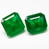 Square-Emerald Cut Loose Gemstone 18.78 Ct Natural Green Emerald CERTIFIED Pair