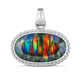 Extremely Rare Natural CERTIFIED 30 Ct Oval Opal 925 Starling Silver Pendant