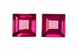 Pink Ruby Excellent Square Cut Natural 33.80 Ct Loose Gemstone CERTIFIED Pair
