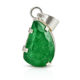 CERTIFIED 33 Ct Natural Green Emerald 925 Starling Silver Fancy Gemstone Pendant