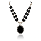 296.2 Ct Natural Certified Onyx Jewelry 925 Stirling Silver Necklace For Party