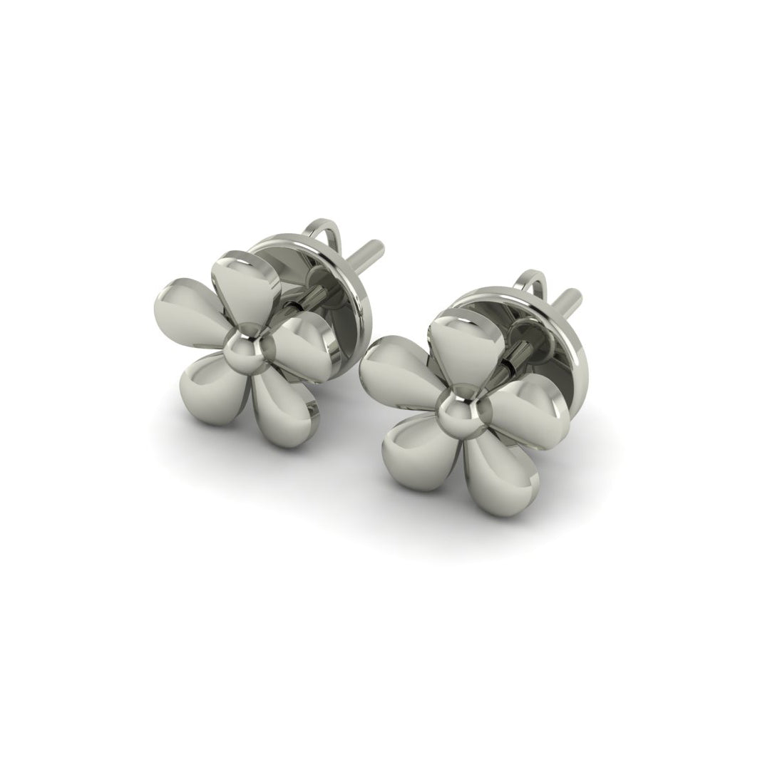 Sterling Silver Floral Stud Earrings (925 Silver)