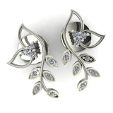 Graceful Vine Diamond Stud Earrings in Silver