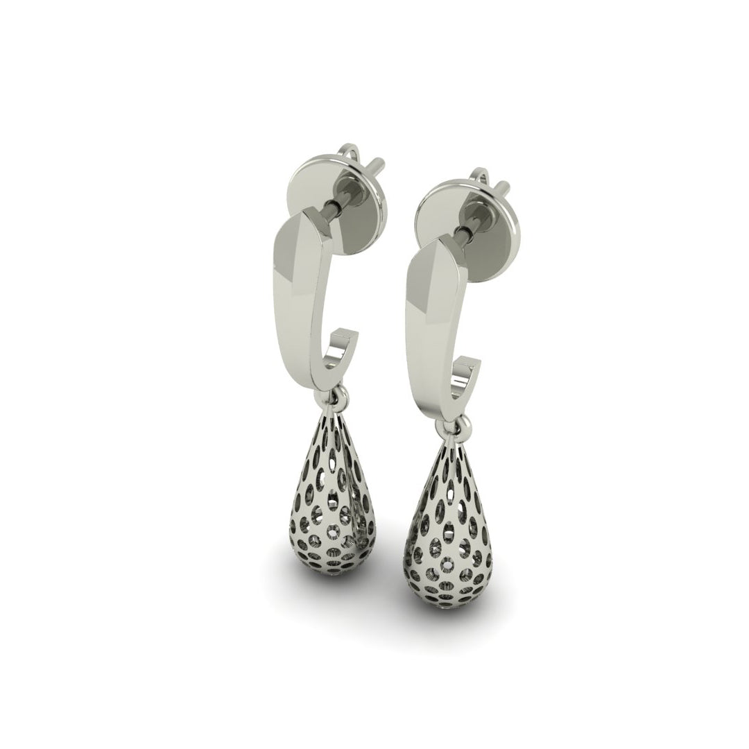 925 Silver Openwork Teardrop Drop Earrings