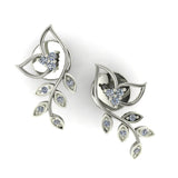 Graceful Vine Diamond Stud Earrings in Silver