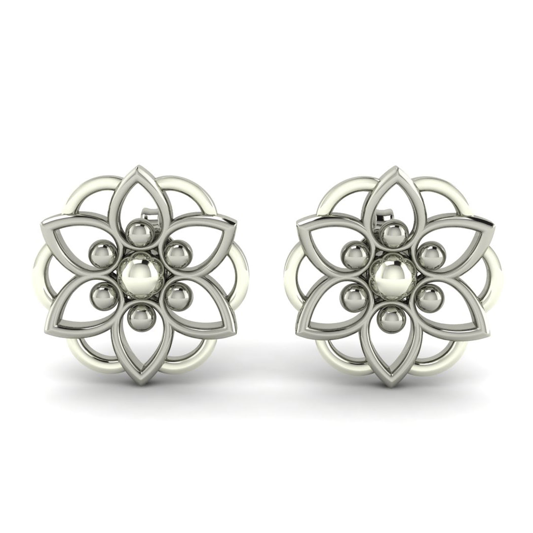 Sterling Silver Floral Stud Earrings for Women
