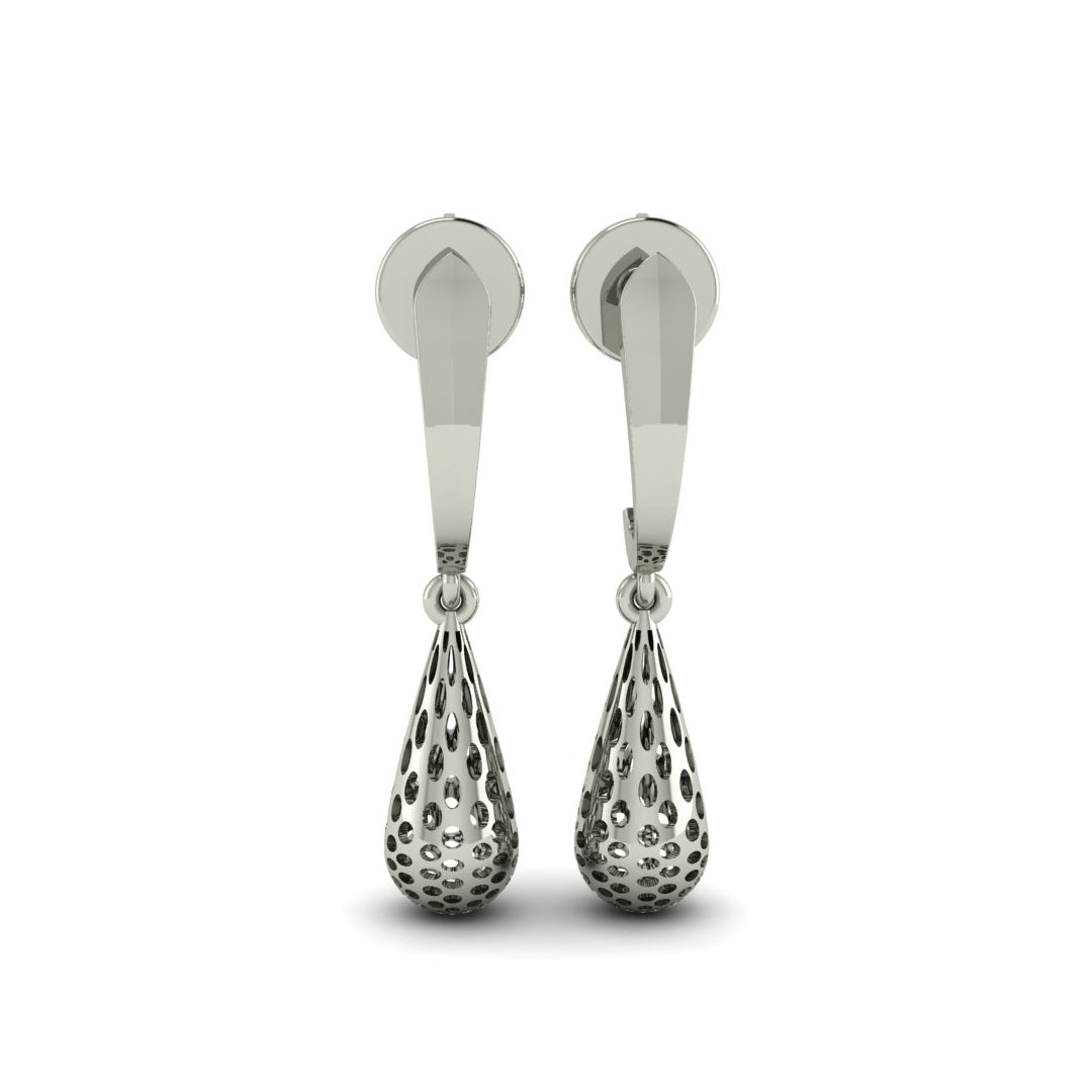 925 Silver Openwork Teardrop Drop Earrings