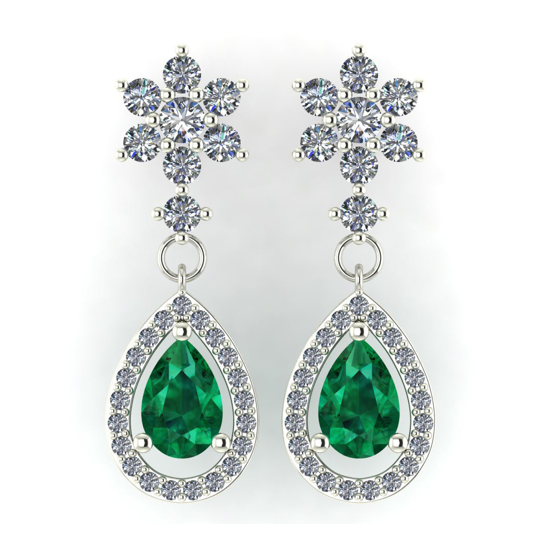 Timeless Elegance Green Teardrop Diamond Drop Earrings