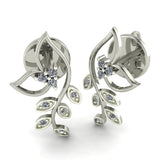 Graceful Vine Diamond Stud Earrings in Silver