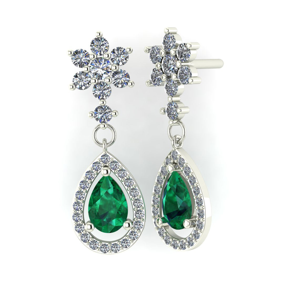 Timeless Elegance Green Teardrop Diamond Drop Earrings