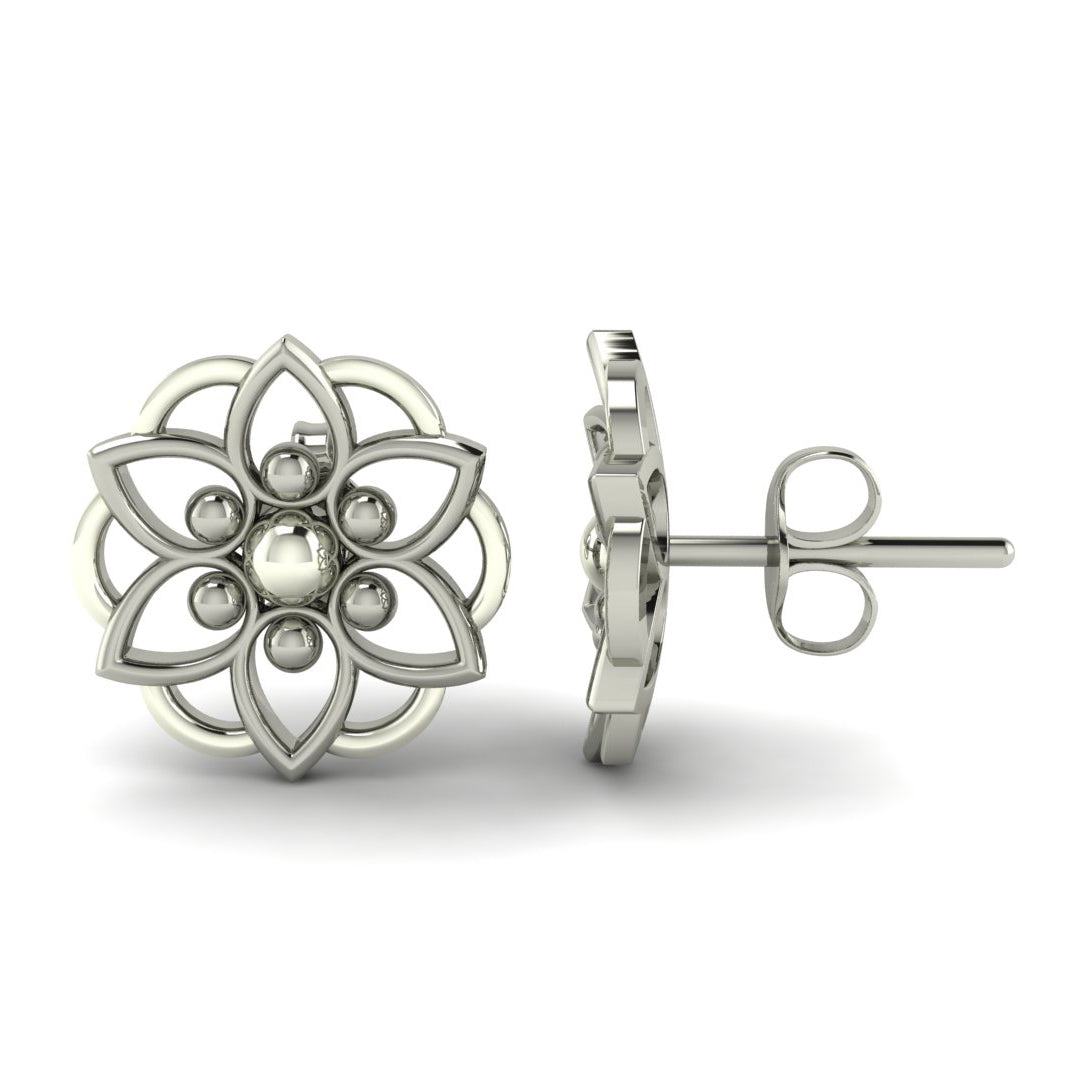 Sterling Silver Floral Stud Earrings for Women