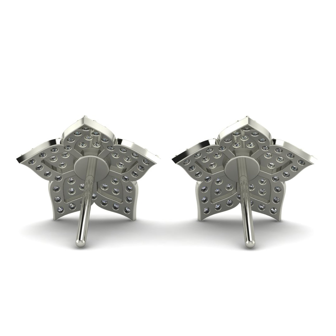 Sterling Silver Pavé Diamond Star Stud Earrings
