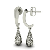 925 Silver Openwork Teardrop Drop Earrings