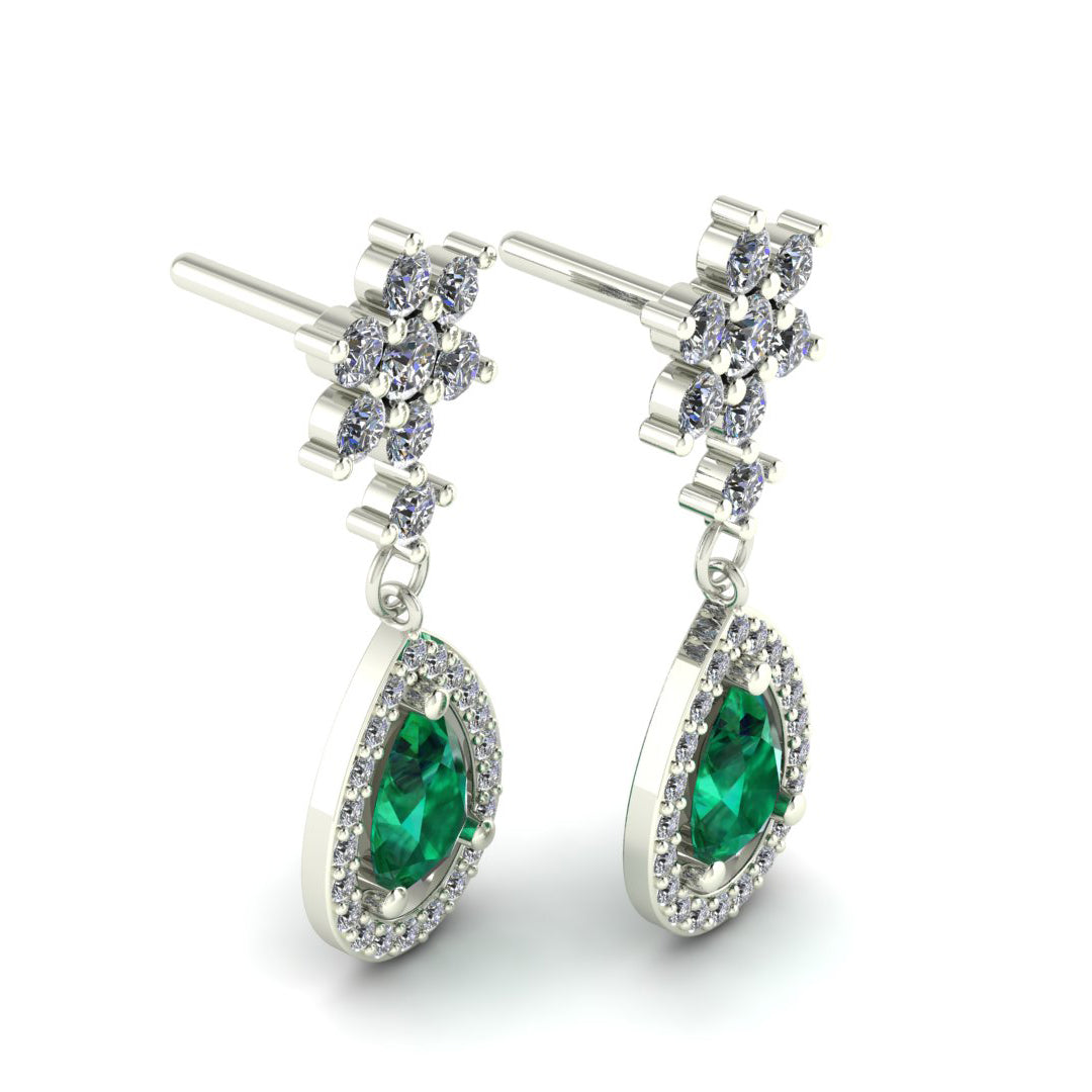 Timeless Elegance Green Teardrop Diamond Drop Earrings