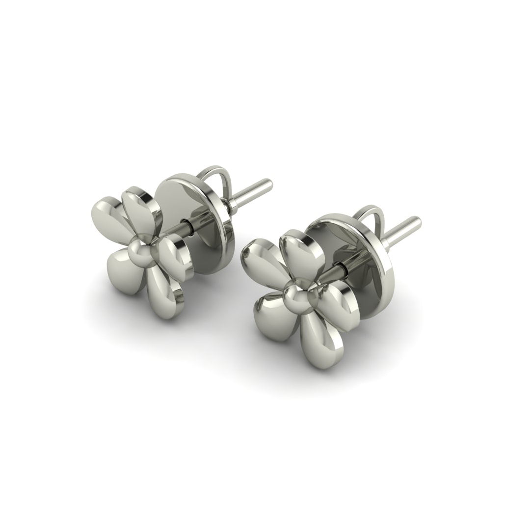 Sterling Silver Floral Stud Earrings (925 Silver)