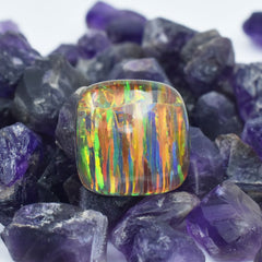 Square Cushion Cut 11.30 Carat Natural Opal Multi-Color Loose Gemstone CERTIFIED