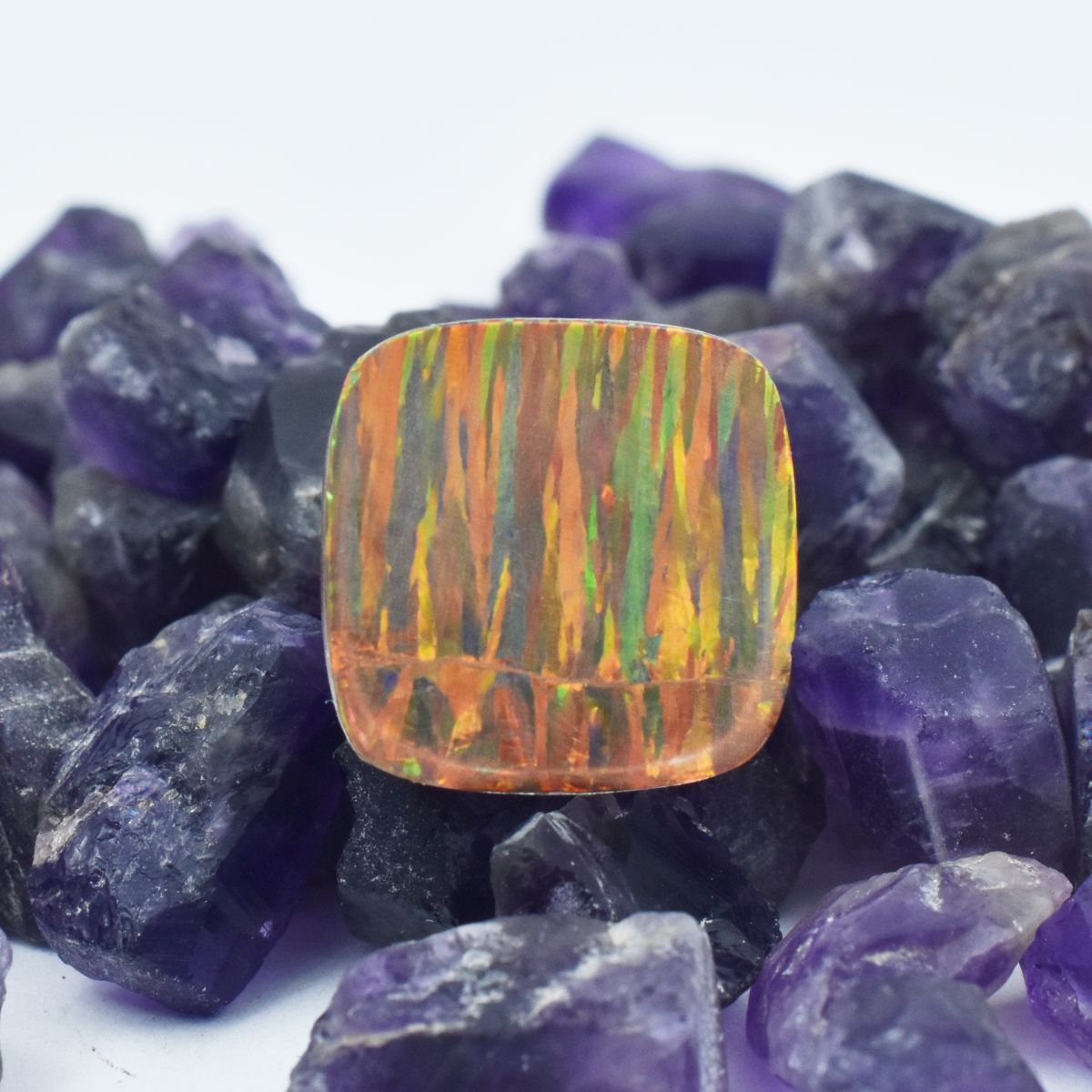 Square Cushion Cut 11.30 Carat Natural Opal Multi-Color Loose Gemstone CERTIFIED