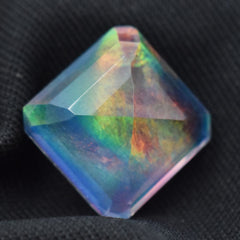 Natural Boulder Opal Multi-Color Square Shape 9.5 Carat CERTIFIED Loose Gemstone