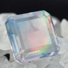 Natural Boulder Opal Multi-Color Square Shape 9.5 Carat CERTIFIED Loose Gemstone