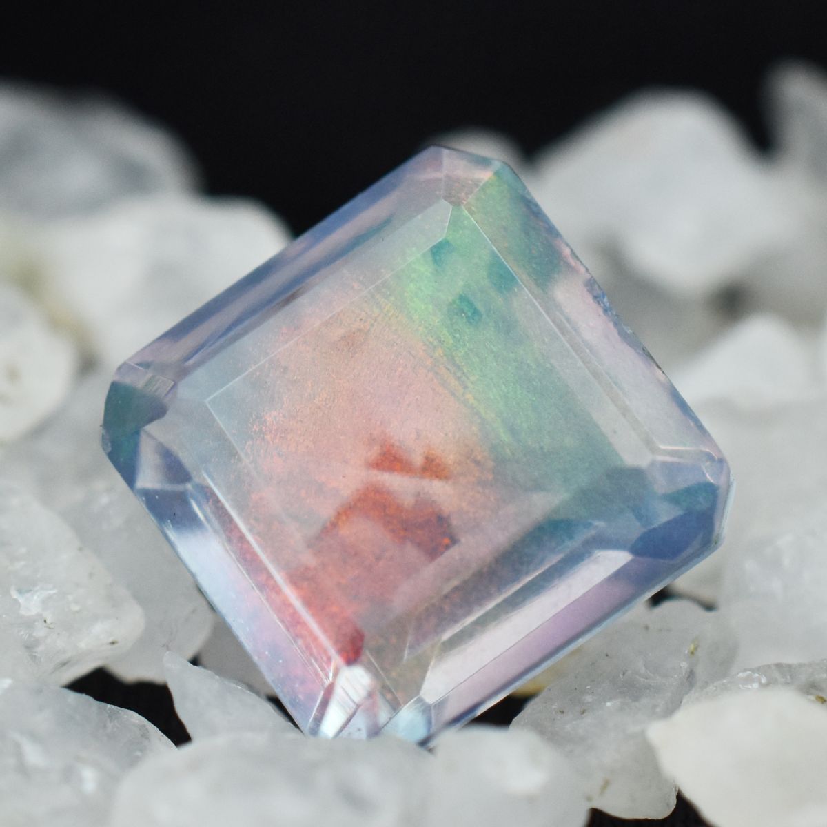 Natural Boulder Opal Multi-Color Square Shape 9.5 Carat CERTIFIED Loose Gemstone